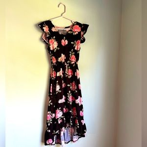 Black with Pink Flowers Maxi Dress Size 7/8